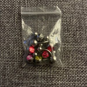 Naughty Words Belly Button Rings, Set of 8